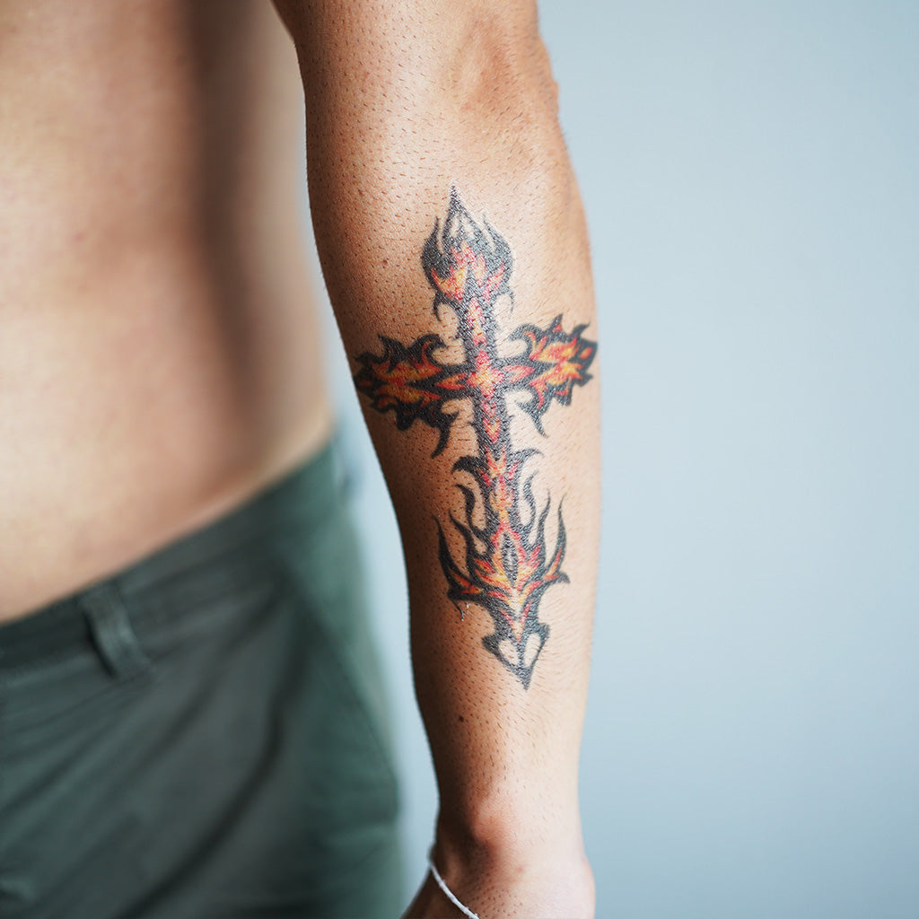 Burning Cross Tattoo