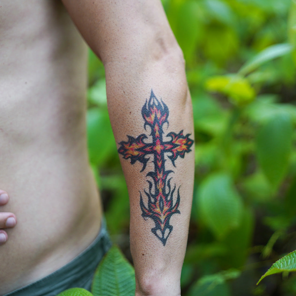 Burning Cross Tattoo