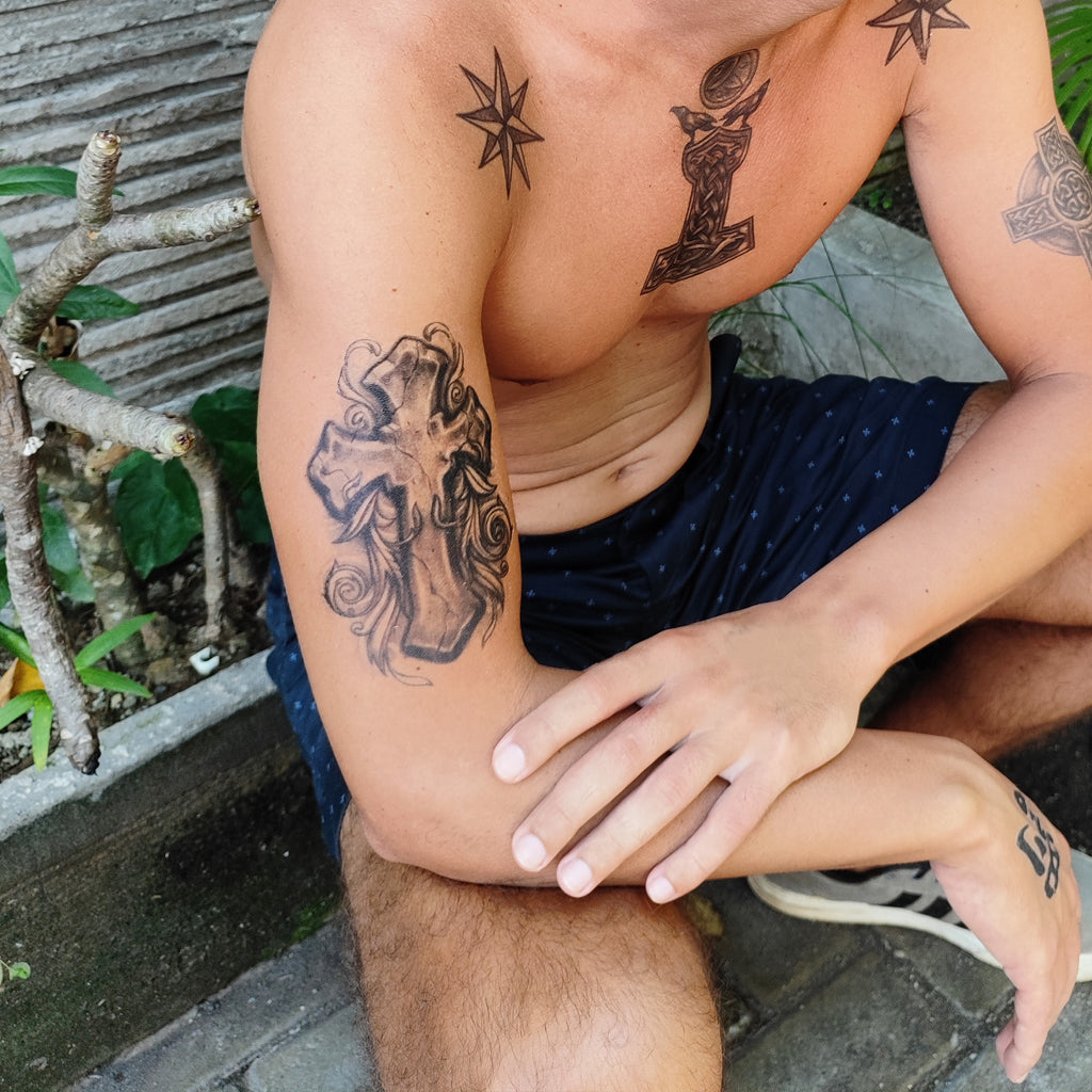 ornament cross temporary tattoo
