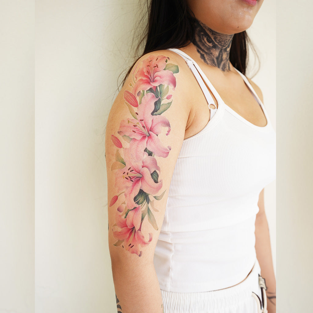 Pink Lilies Flower Sleeve