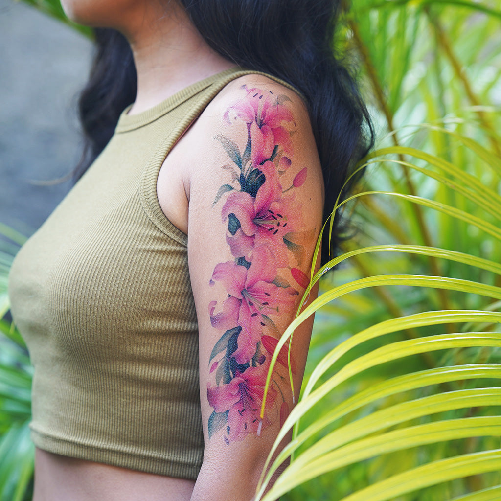 Pink Lilies Flower Sleeve