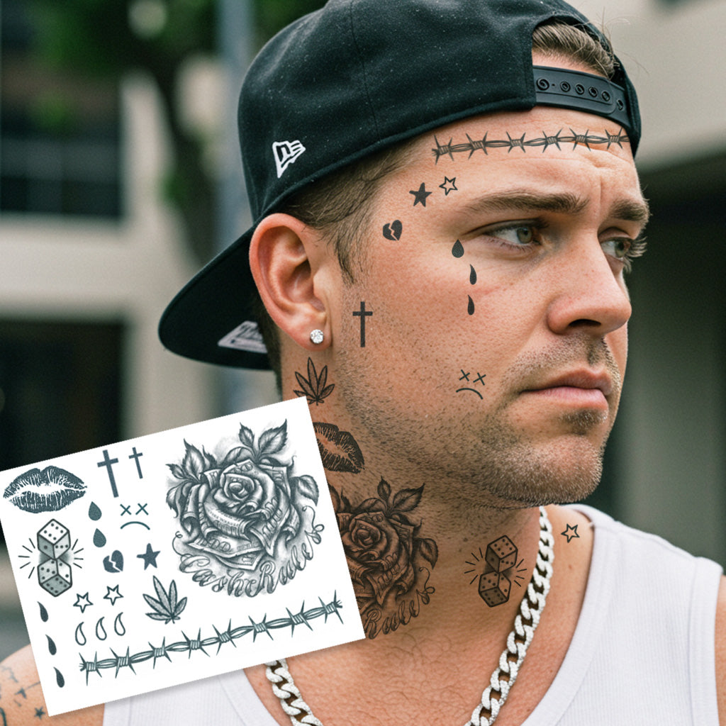 Thug Face Tattoo SET