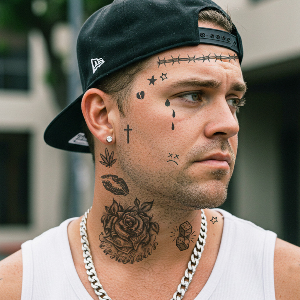 Thug Face Tattoo SET, image size:1024x1024