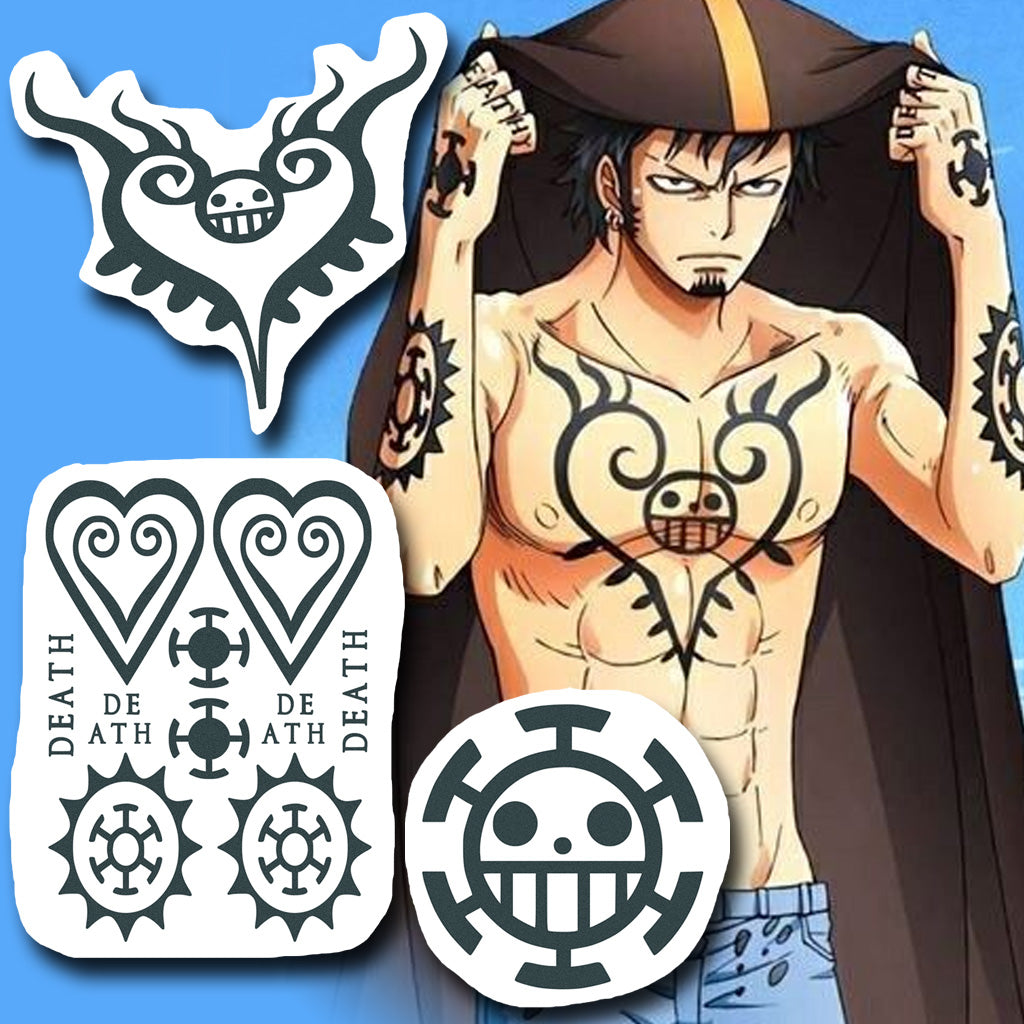 Trafalgar D Law FULL Temporary Tattoos Set