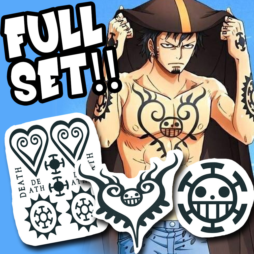 Trafalgar D Law FULL Temporary Tattoos Set