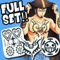 Trafalgar D Law FULL Temporary Tattoos Set