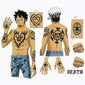 Trafalgar D Law FULL Temporary Tattoos Set