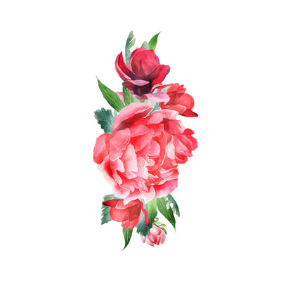 red watercolor flowers