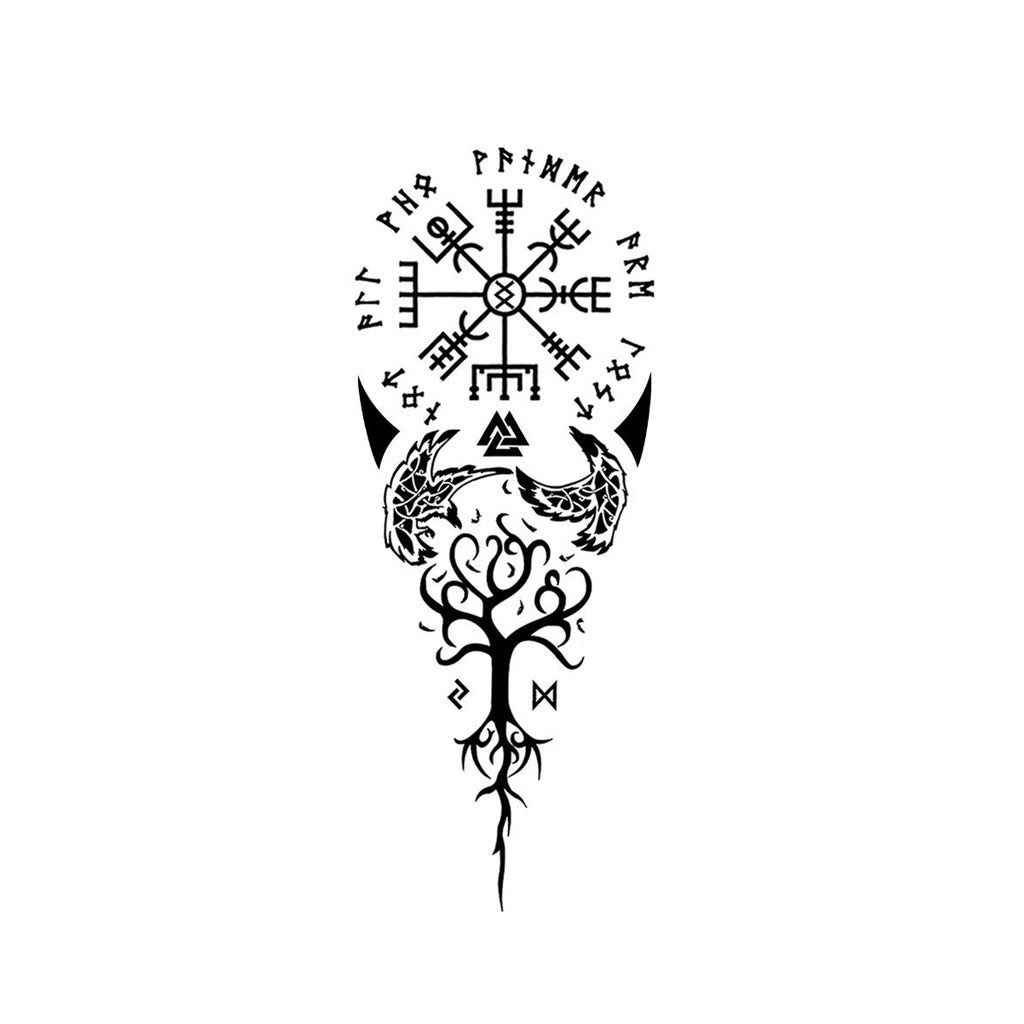 Vegvísir Yggdrasil Tattoo Realistic Temporary Tattoos TattooIcon