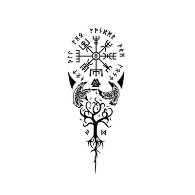 Vegvísir and Yggdrasil Tattoo