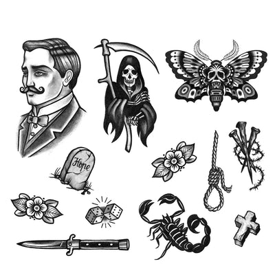 Blackwork Gentlemen Tattoo Set