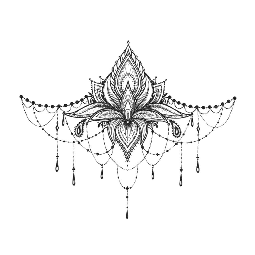 lotus underboob temporary tattoo