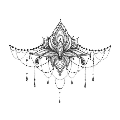 lotus underboob temporary tattoo