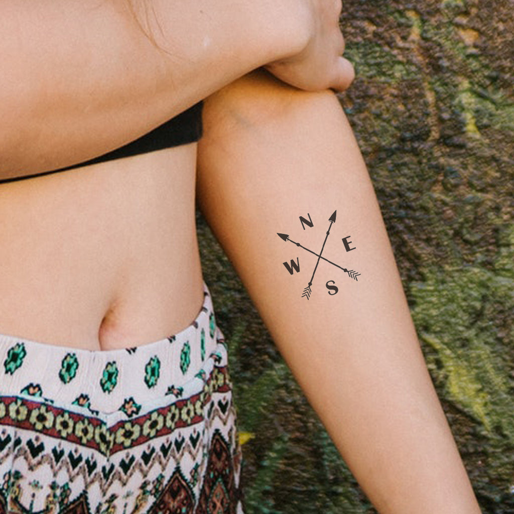 indian arrow compass tattoo