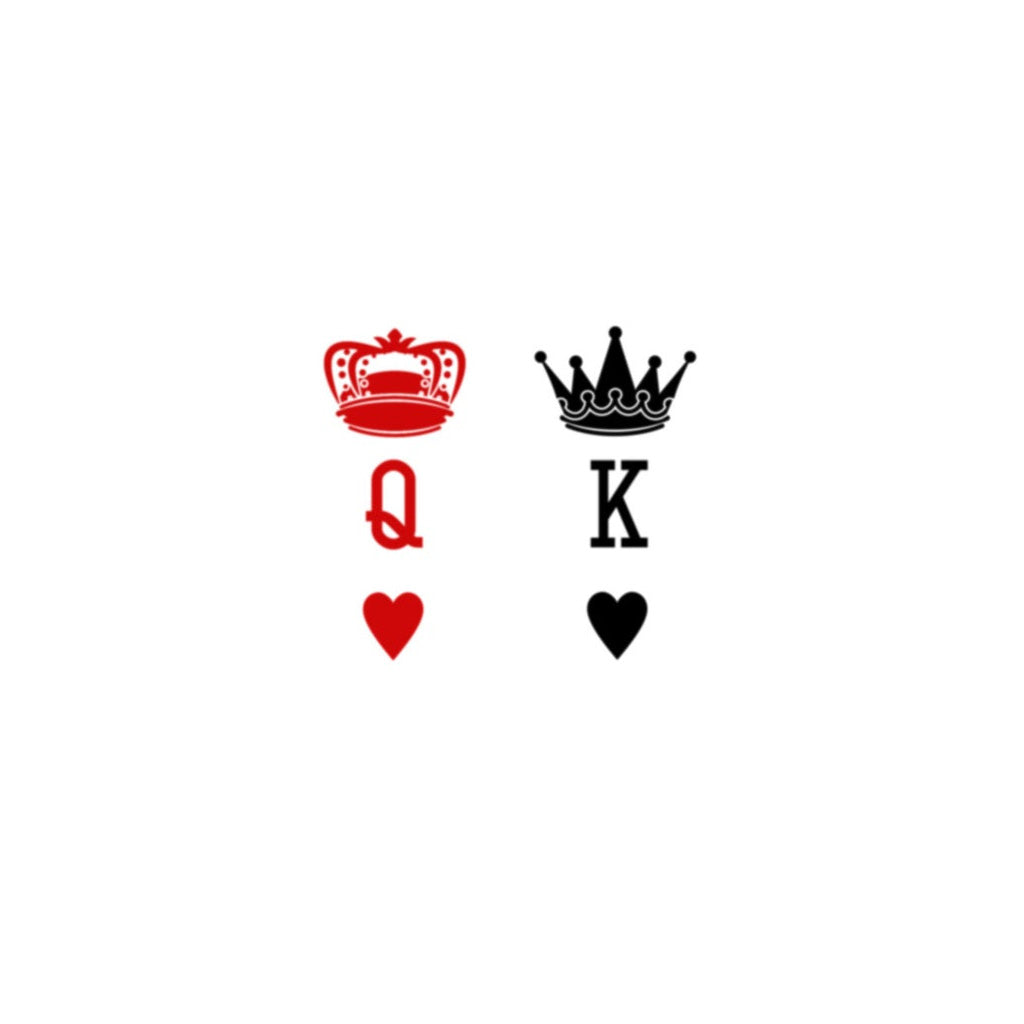 Matching King and Queen of Hearts Temporary Tattoos (Set of 3+3) – Small  Tattoos