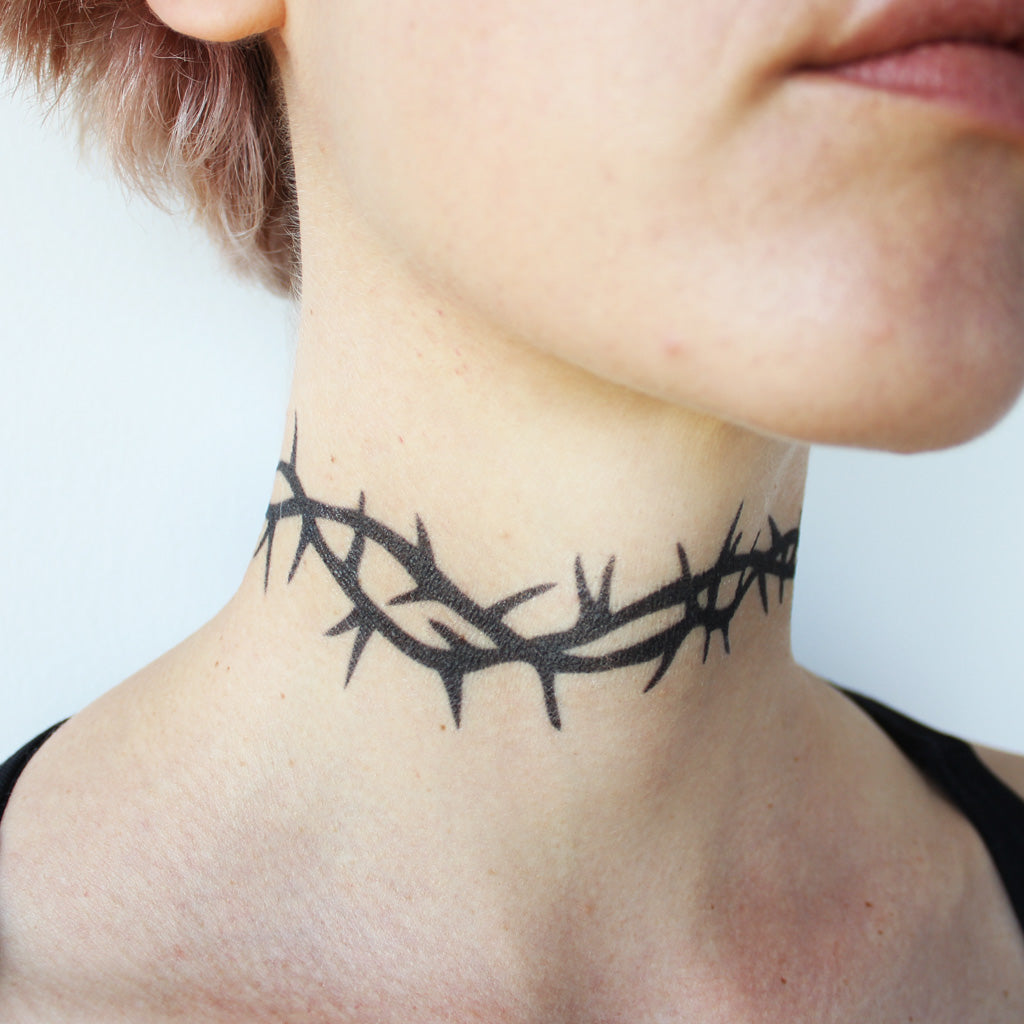 Tribal Thorns Neck Temporary Tattoo Tattoo Icon TattooIcon