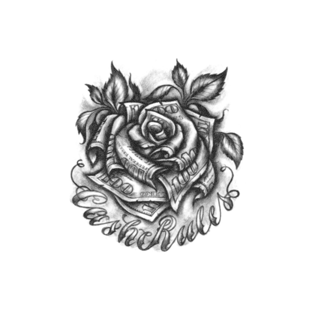 money rose tattoo stencil