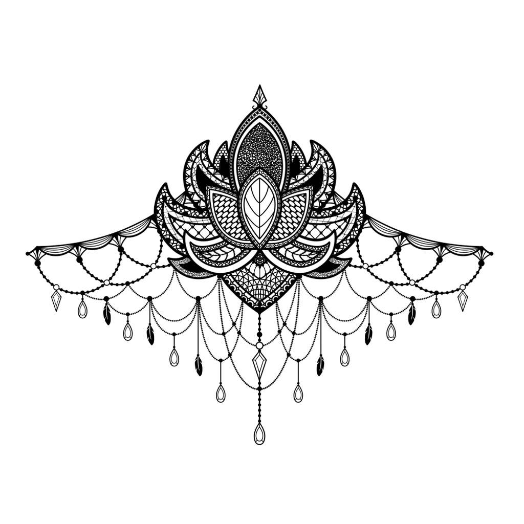 Large Flower Mandala Underboob Temporary Tattoo – TattooIcon
