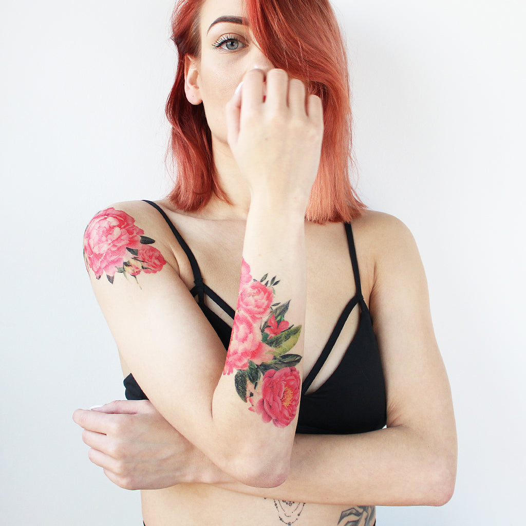 peony watercolor tattoo