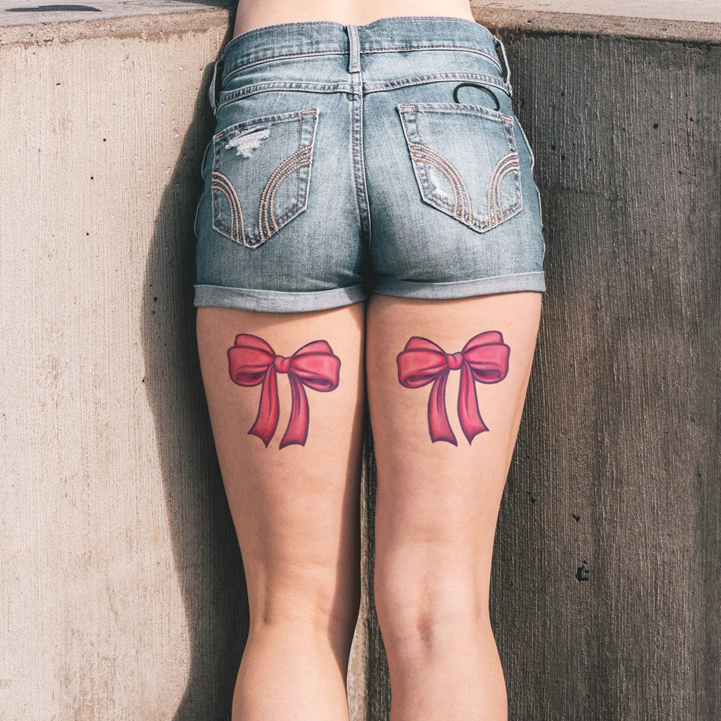back thigh bow tie temporary tattoo