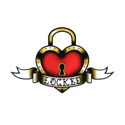 locked heart temporary tattoo