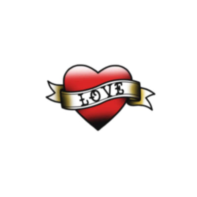 heart with banner saying love
