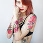girl with watercolor temporary tattoos