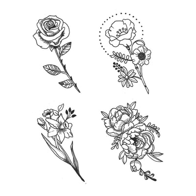 Dainty Flower Tattoo (Set of 4)