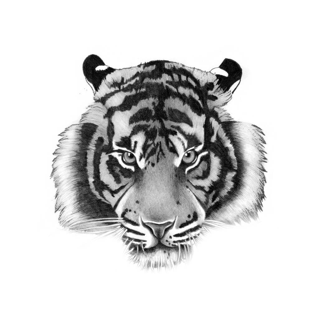 black and white tiger face tattoo