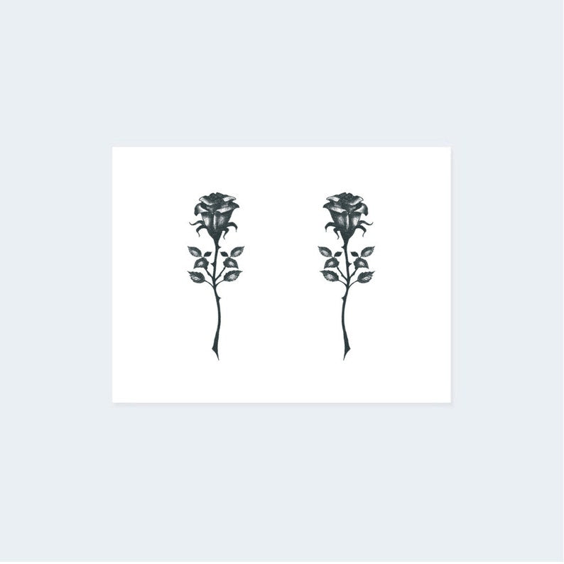Black Rose Finger Tattoo (Set of 2)