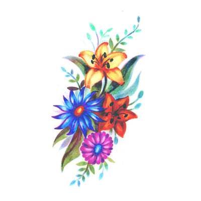 Colorful Floral Bouquet Tattoo