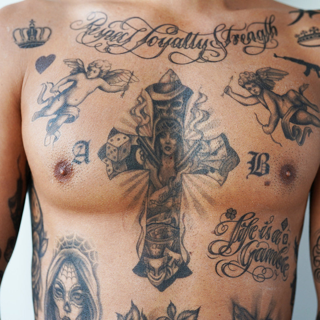 'Gangsta Life' Cross Tattoo