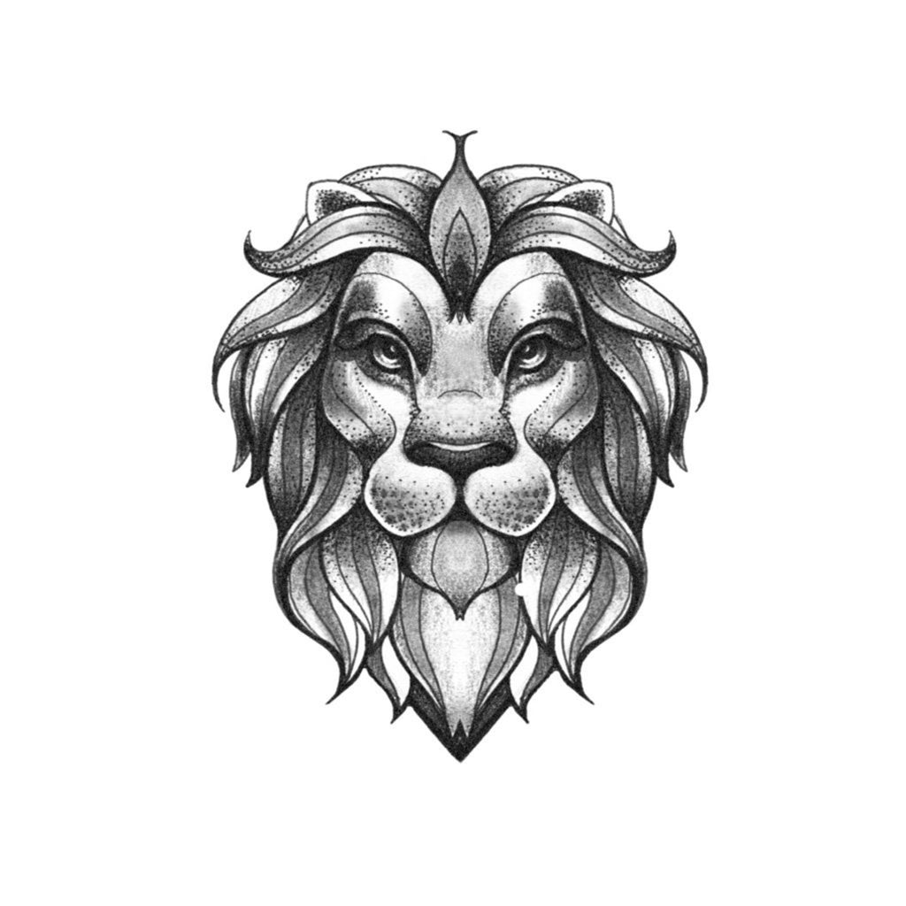 Dotwork Lion Head Tattoo