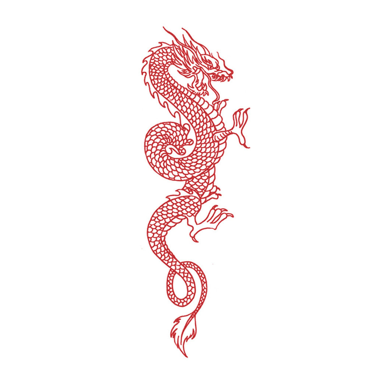 Red Chinese Dragon Temporary Tattoo TattooIcon