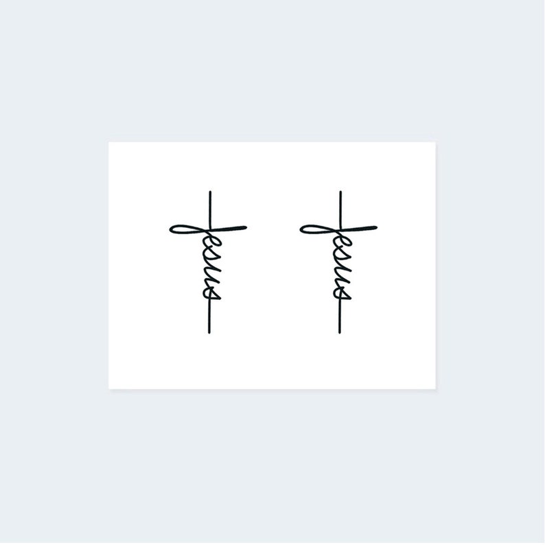 Tiny Jesus Cross Tattoo (Set of 2)