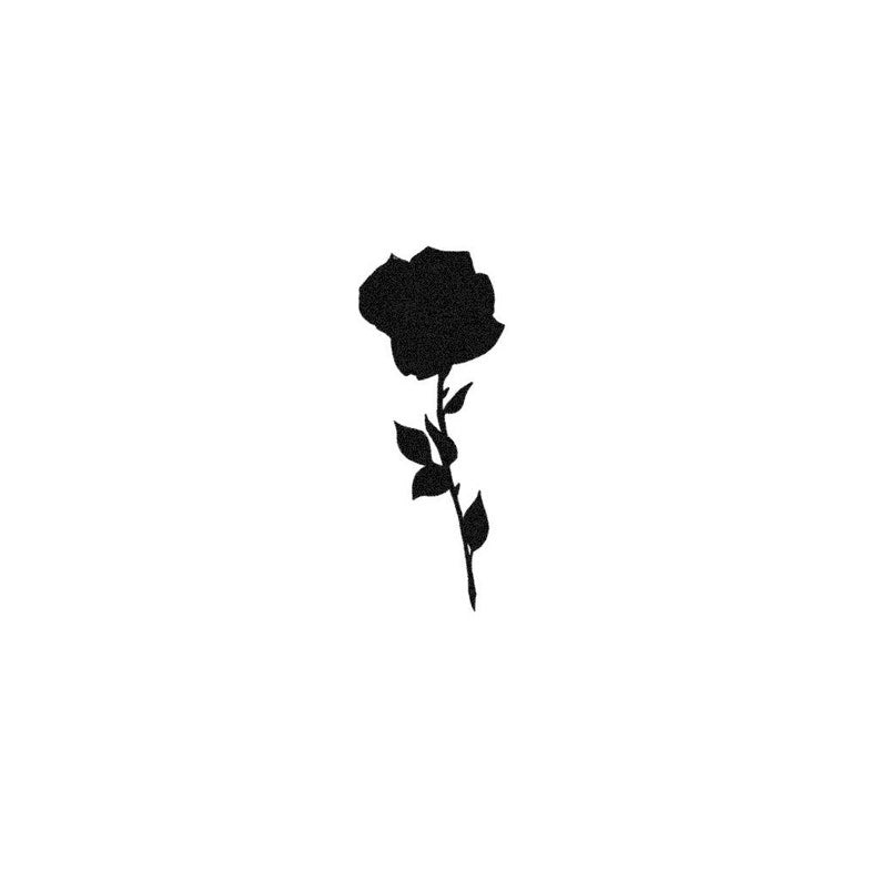Black Silhouette Rose Tattoo (Set of 2)