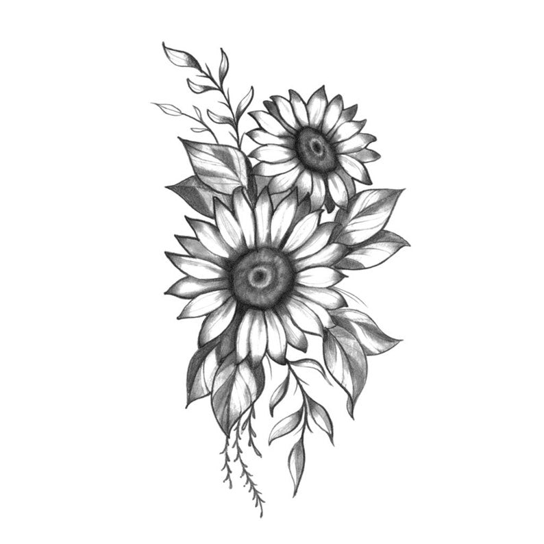 Sunflower Tattoo Realistic Temporary