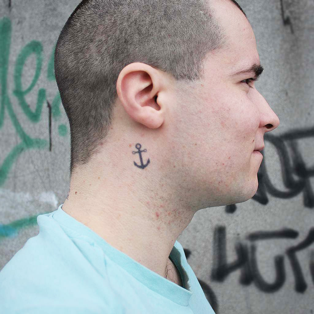 anchor neck temporary tattoo
