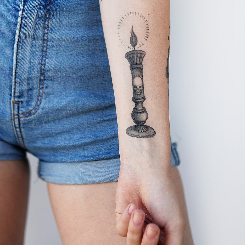 skull candle temporary tattoo