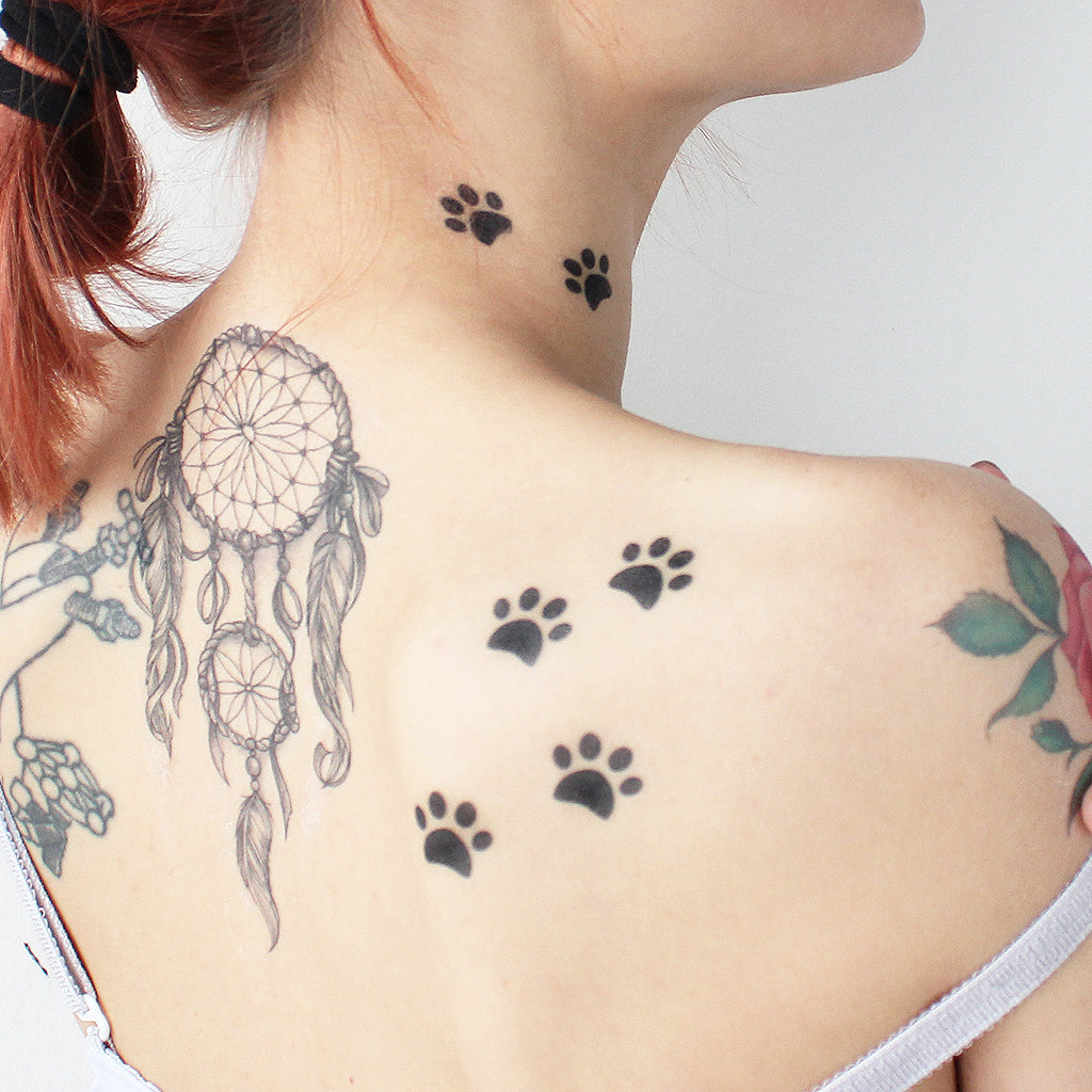 Cat & Kitten Paws Tattoo Set