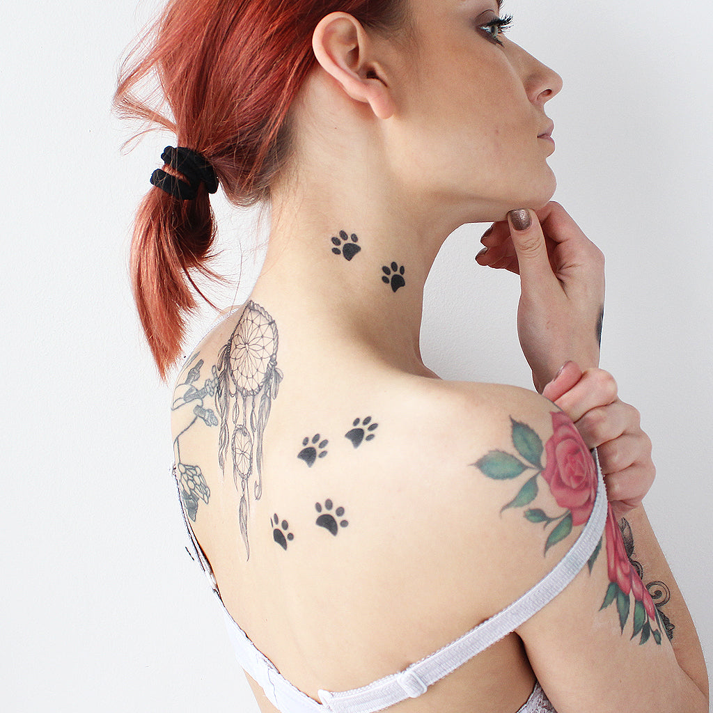Cat & Kitten Paws Tattoo Set