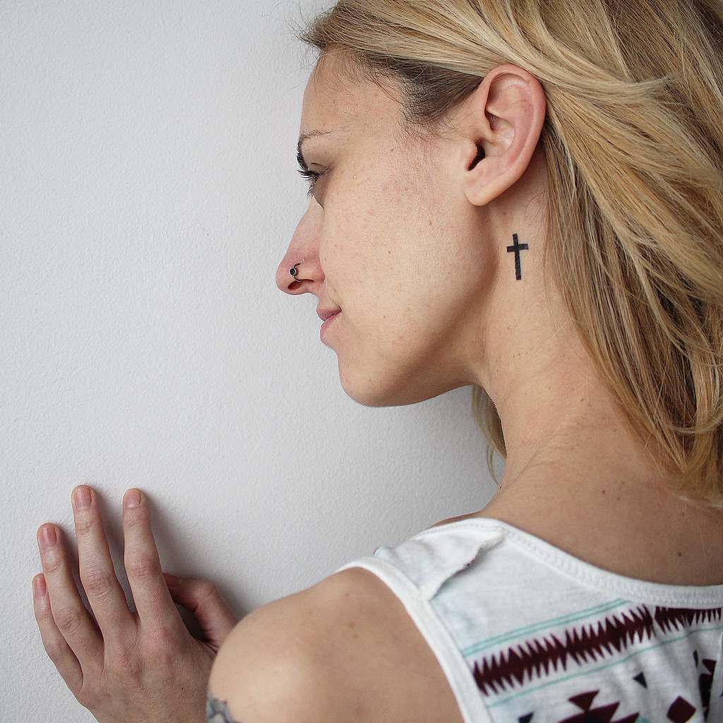 black cross temporary tattoo
