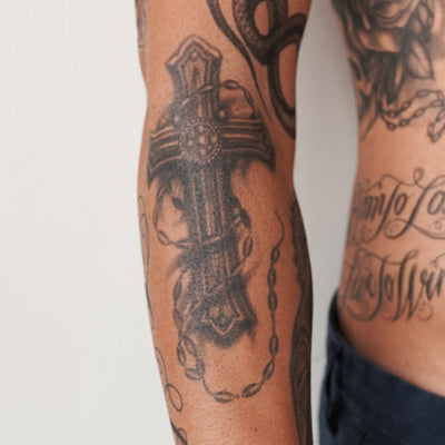 cross rosary tattoo