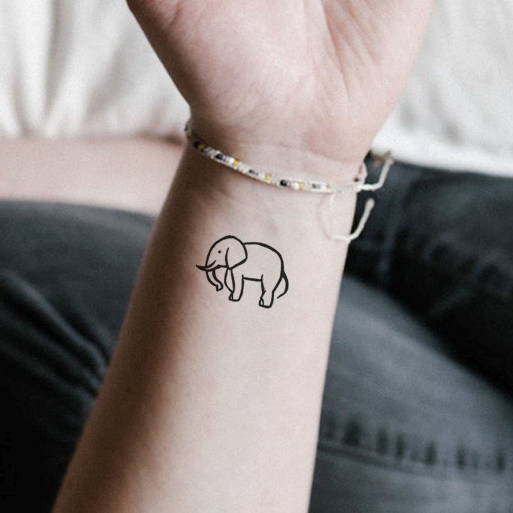 Minimalist Elephant Temporary Tattoo Set (2 tattoos) TattooIcon