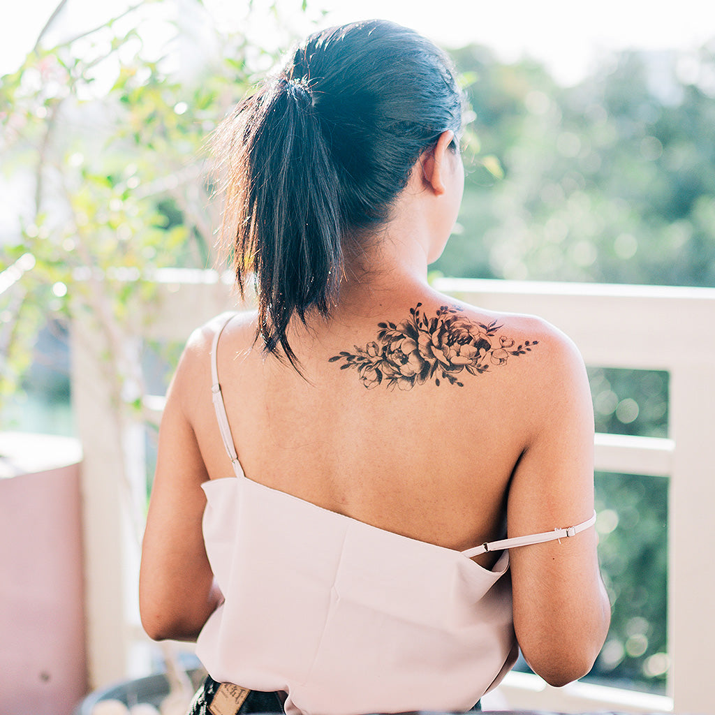 peonies temporary tattoo