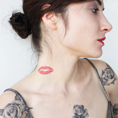 lips neck tattoo