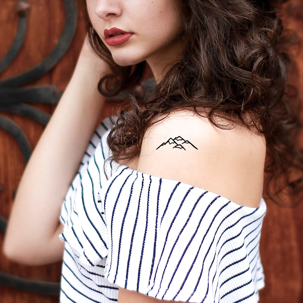 Minimalist Mountain Tattoo (Set of 2)