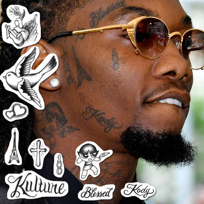 Offset Face Temporary Tattoos Set