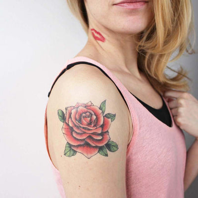 red vintage rose tattoo