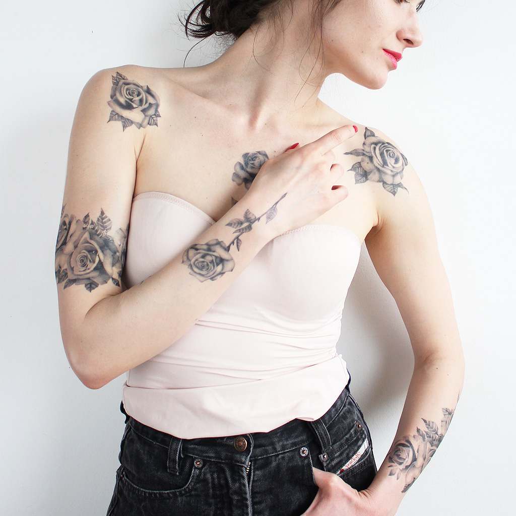 girly rose tattoos